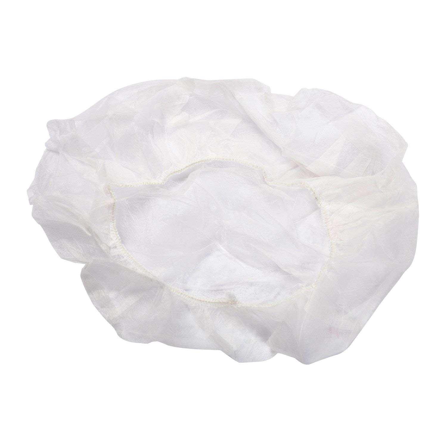 White Polypropylene Bouffant Cap Pleated