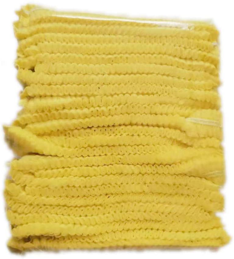 yellow disposable bouffant cap pleated