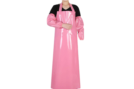 disposable pink plastic apron