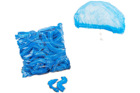 Disposable Polypropylene Blue Pleated Bouffant caps