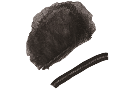 Black Pleated Polypropylene Bouffant Cap