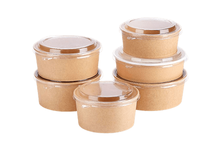 Dispsoable Kraft Paper Salad Bowls with Lids